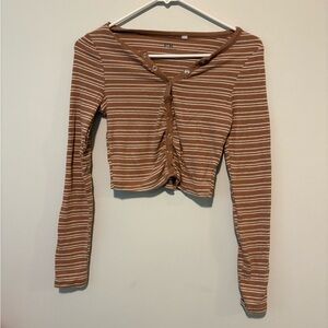 PacSun Brown and White Striped Blouse